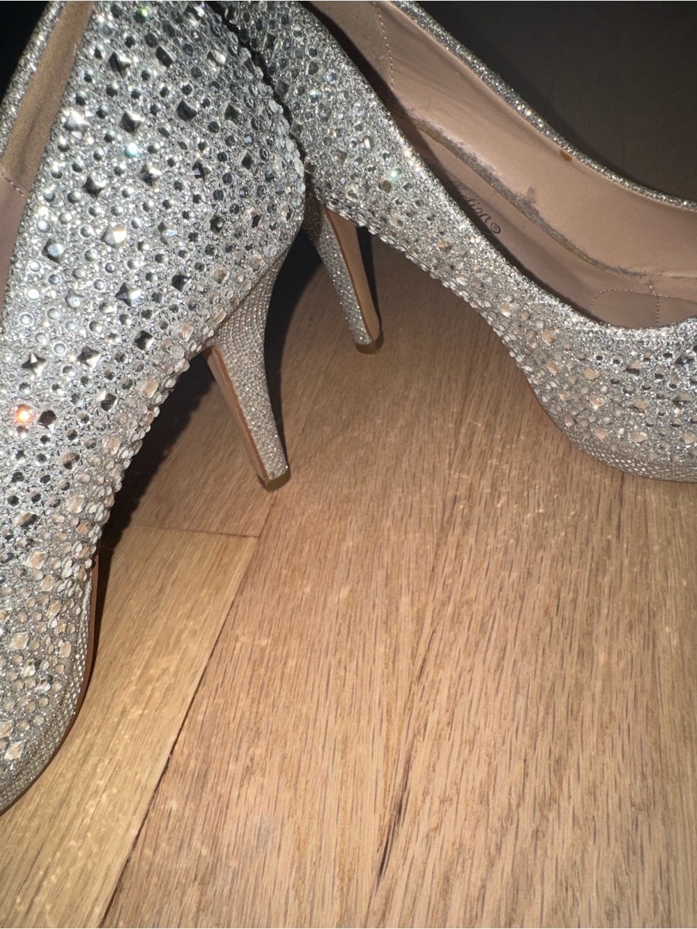 De Blossom Collection Silver Crystal Embellished High Heel Pumps - Picture 4 of 5